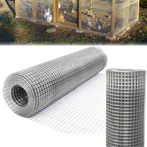 1x1 Welded Wire Mesh Galvanised Rodent Proofing Wire Metal Mesh Roll Aviary Fence Chicken Run Rabbit Hutch Coop Pet Outdoor Garden Netting for Vegetables, Fruits, Animal & Craft Projects(915mmX15m)