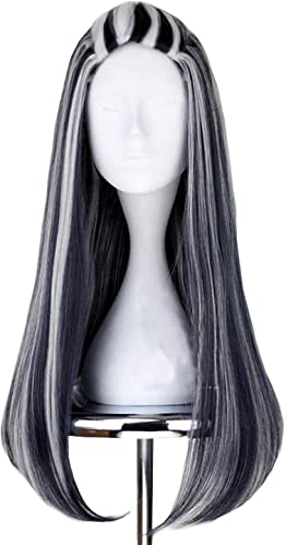 Uearlid Wig Anime Cosplay Frankie Cosplay Perücken 65cm Black Mix White Halloween Party Synthetische Cosplay Perücke