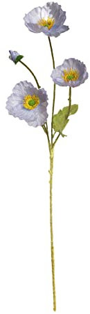 RNCOZE 5 Stück hellblaue Mohnblumen-Zweige, 60 cm, Frühlings-Seide, Kunstblumen, langer Stiel, künstlicher Mohnblumenstrauß mit 4 Blütenköpfen für Heimdekoration