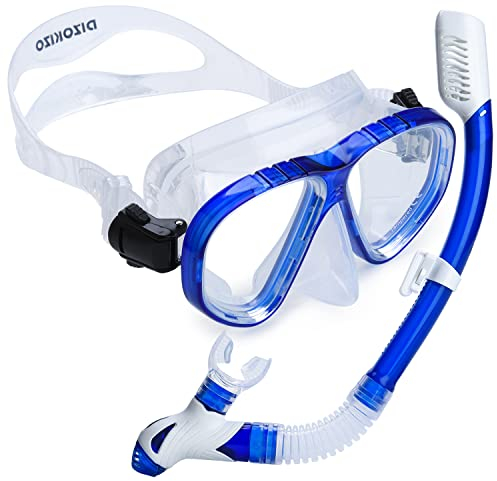 DIZOKIZO Masque de Plongée pour Adultes Masque Tuba Vue Panoramique Anti-Fuite Anti-buée avec Sangles Ajustables et Masque Piscine pour Natation et Plongée sous-Marine