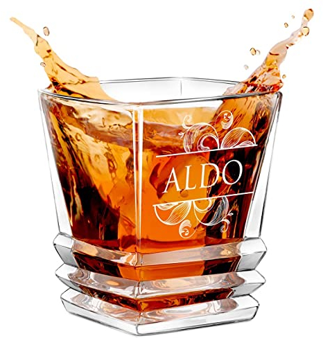 Maverton Bicchiere da whisky in vetro 280 ml - incisione personalizzata - bicchiere whisky - bicchiere di cristallo per uomo - per compleanno - per festa del papà - per Lui - Ornamento