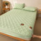 YUDEYU Gesteppte Schicht Spannbettuch Roher Baumwollstoff Tagesdecke Matratzenschoner Enthält pflanzliche Ballaststoffe gut zum schlafen Spann bettlaken Lakens(Green,90x200 cm+30cm)