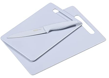 KESPER | Schneidebretter Set inkl. Messer, Material: Kunststoff (PE), Maße Bretter: 29 x 19,5 x 0,5 cm, 24 x 15 x 0,5 cm, Farbe: Hellblau | 30491