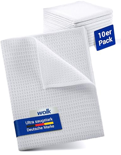 Waffeltücher - Mikrofasertuch mit Waffelstruktur - 10 Stück - Größe: 38 x 38 cm - Farbe: weiß - Lappen, Reinigungstücher, Putztücher - Bad, Küche, Gastronomie