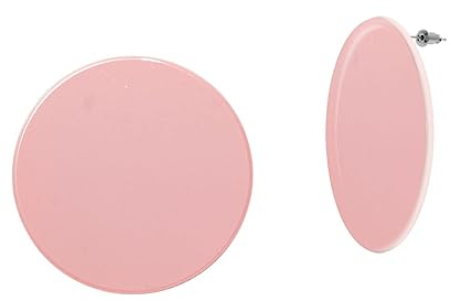 Soul-Cats große Statement Ohrstecker rund Vintage Retro Scheibe Kreis Ø 55 mm, in der Farbe: rosa