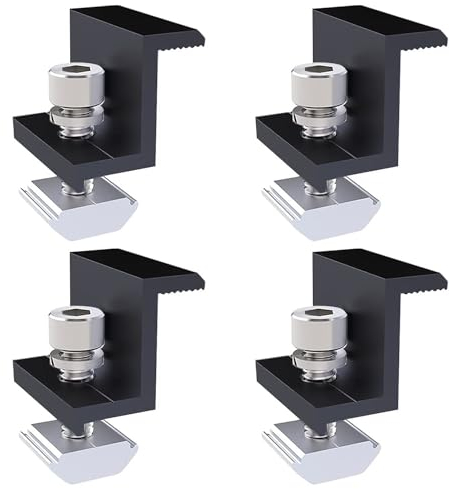 End Clamps Solar Panel Mount Set di 4 viti incluse Z-shaped Adjustable 30mm Solar Module Edge Mlamps for PV Solar Module Fixings on the Rooof for Motorhome Roof Camping Argento