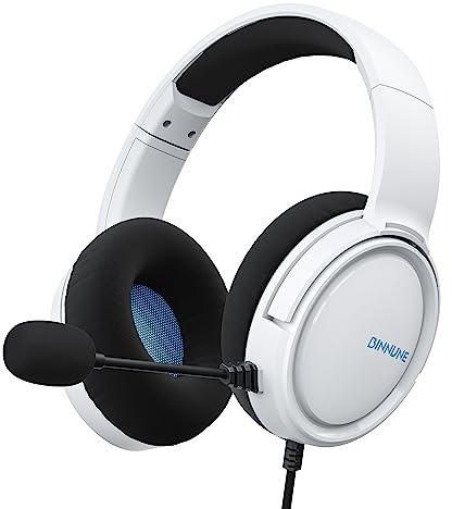 BINNUNE BG02 Gaming Headset für PS4, PS5, PC, Nintendo Switch, Xbox, Headset mit Mikrofon, Gaming Kopfhörer mit Mikrofon, Noise Cancelling Kopfhörer mit 3.5mm Klinke Weiß