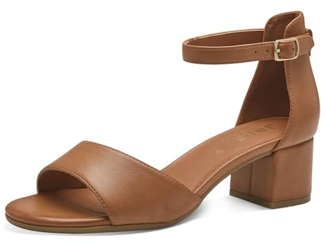Jana Damen Sandalen mit Absatz Festlich Vegan, Braun (Tan), 42 EU