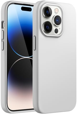 JETech Silicone Case for iPhone 14 Pro 6.1-Inch, Silky-Soft Touch Full-Body Protective Phone Case, Shockproof Cover with Microfiber Lining (Light Grey)