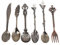 Ezweiji Spoon Juego de cucharas vintage y tenedores, 6 piezas de vajilla familiar, estilo retro, estilo real, dorado y plateado, color metal antiguo, juego de cubiertos de café, postre, cucharilla de