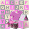 Spielwerk® 86-teilige Puzzlematte Baby Pink 3,3m² Buchstabenteppich ABC Matten für Kinder Spielunterlage Boden Krabbelmatte Kinderzimmer Puzzleteppich Spielteppich für Kinder