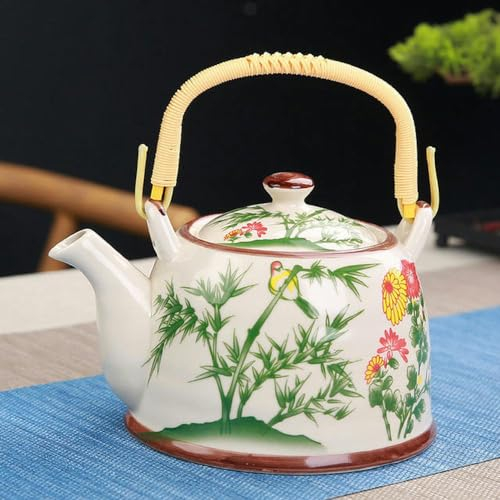 XIUPO Tetera de porcelana con colador de red, juego de té de cerámica Retro tradicional de alta capacidad, 900ML, regalo de Kung Fu