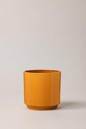Plantpatio® Cache-Pot Artisanal en faïence émaillée, Rolo (20cm, Ambre Jaune)