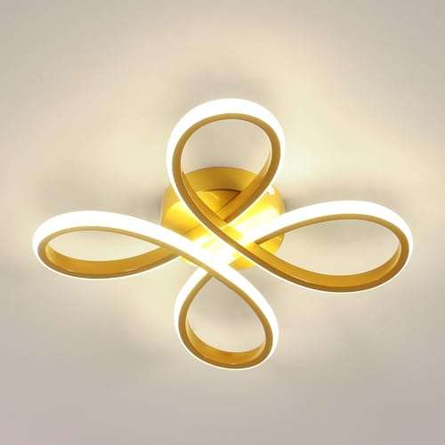 Comely Plafon LED Techo Moderna, 30W 3375LM Lamparas de Techo, Luz de Techo LED Flor Forma para Dormitorio,Salon,Comedor,Pasillo,Luz Neutra 4500K,Dia 30cm,Oro