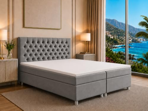 Best For Home Trinity K14 Boxspringbett mit 7-Zonen Bonell-Federkernmatratze | Boxspringbett 140x200 | Boxsprintbett mit Matratze Und Stauraum | Polsterbett 140x200 - Lieferung bis Bordsteinkante
