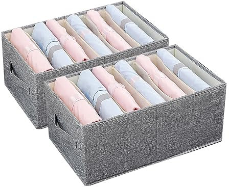 Sonhomay 2 Pack Clothes Organizer 6 Grids Drawer Dividers Organizer Waterproof Closet Storage Boxes for T-shirt Pants Bra Leggings