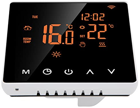 ME81H Smart Elektrische Fußbodenheizung Thermostat Temperaturregler LCD WiFi für AC230V Häuser Büros Hotels (Orangefarbene Rückseite und weißer 16A)