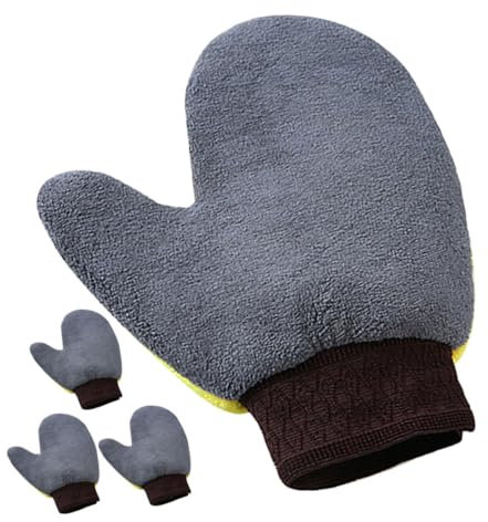 PLAFOPE Handschuhe Autowaschset 4-tlg. Starke Auto-reinigungsbürste Kratzer Autowaschhandschuhe