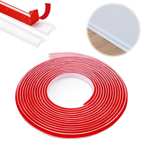 ASelected 6M TPE Quadrant Trim 19.6Ft Flexible Peel and Stick Trim Molding Wall, Caulk Strip Moulding Trim, Wall Corner Trim Self Adhesive for Tile Edge,Corner,Mirror in White (12Mmx9Mmx6M)