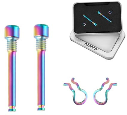 Oiieco 2Pcs M4 x 26mm Titanium Bolt for Titanium Alloy Bike Disc Brake Caliper Bolts with Threaded Pin, M4 Disc Brake Pad Hex Screws for Shimano Hydraulic Disc Brakes(colors)