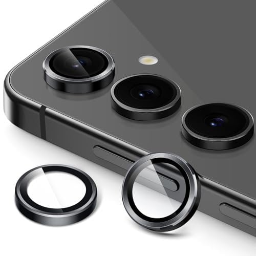 JETech Camera Lens Protector for Samsung Galaxy S24 FE, 9H Tempered Glass Metal Individual Ring Cover, HD Clear, 1 Set (Black)