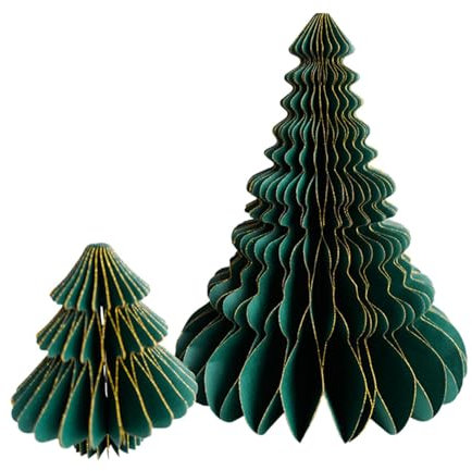 Árbol de Navidad de Papel - 2 Piezas de Adornos navideños de Papel, árbol de Navidad de Papel Plegable | Centro de Mesa de árboles de Papel de Navidad, árbol de Navidad de Empalme Multicapa para CE