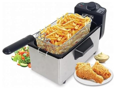 Royal Swiss Friteuse Acier inoxydable double bac DFX600, 2 thermostats indépendants 6L chaque, Paniers amovibles compatibles lave vaisselle, Filtre anti-odeur, Protection contre surchauffe (3L)