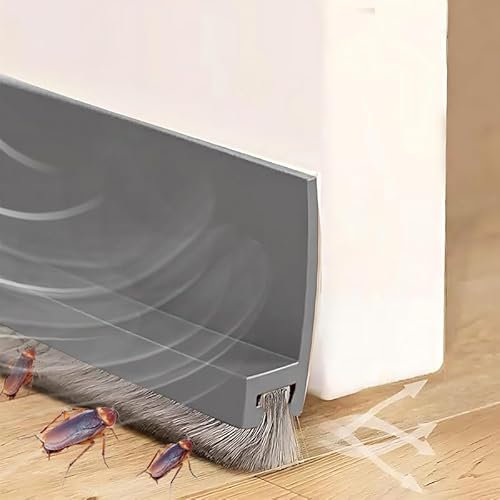 Vingspina 100cm Grau Zugluftstopper für Türen Bürste, Dichtungsband für Türen, Türdichtung Bürste Selbstklebend, Türdichtung Türbürste Abdeckleisten Bürstendichtung Dichtung, (Gray)