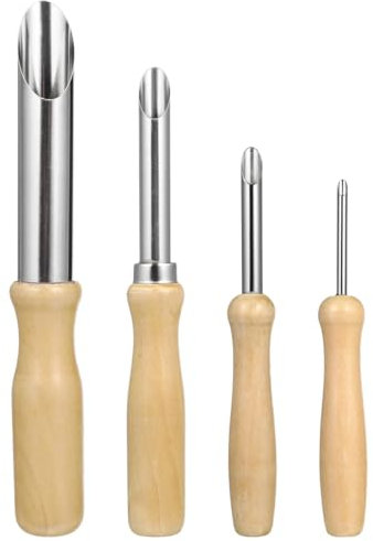4 StüCk TöPferwerkzeuge Aus Edelstahl Und Holzgriff, Runde Ton Lochschneider FüR Keramik Und Skulpturen, Ideal FüR Modellierarbeiten Und Kreative Projekte
