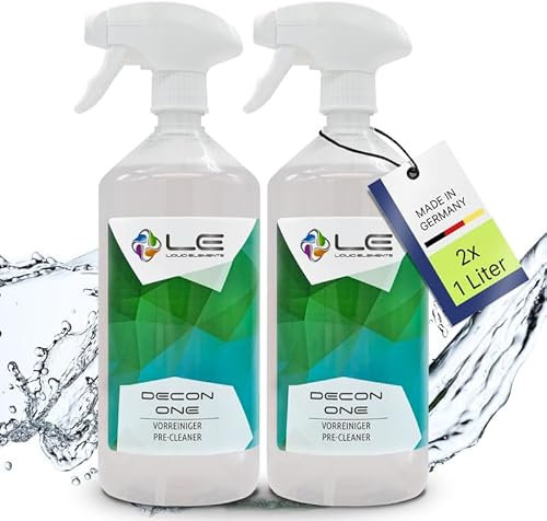 Liquid Elements – Decon One Flugrostentferner Auto & Vorreiniger 2x1L – Starke, säurefreie Reinigungsformel – Materialschonend & pH-neutral – Entfernt Öl, Teer, Flugrost & Schlamm – Made in Germany