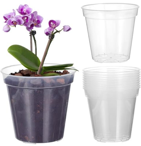 POPETPOP Confezione Da 10 Vasi Per Orchidee in Plastica Piccoli Vasi Per Piante Con Drenaggio Facili Da Gestire.