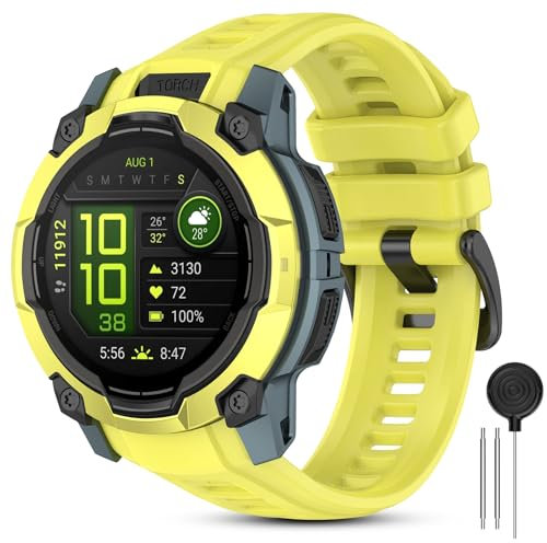 CHULN Silicone Strap for Garmin Instinct 3 50 mm AMOLED / Instinct 3 Solar 50 mm, 26 mm Adjustable Sport Replacement Strap for Smartwatch.(No Host)