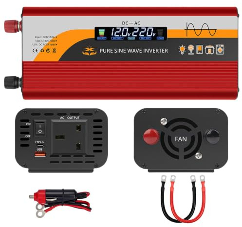 2000W Power Inverter DC 12V 24V to 220V AC Pure Sine Wave Car Inverter | with Type C, USB, Socket Car Adapter, Truck Power Inverter for Vehicles with Digital Display for Travel, Camping, RV
