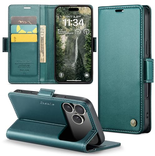 Phernykas Funda para iPhone 17 Pro MAX Libro Case, Cierre Magnético Función Soporte Bloqueo RFID Proteccion Flip Wallet Carcasa Móvil para iPhone 17 Pro MAX Funda, Verde