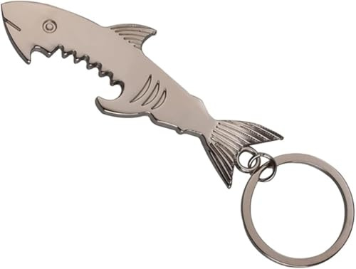 Shark Bottle Top Opener Keyring, 8.8 cm Metal Alloy, Silver