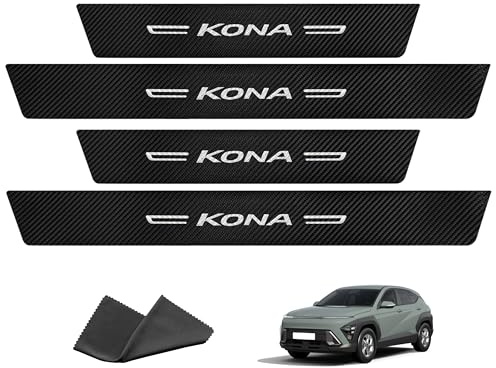 Auto Einstiegsleisten Schutz für Hyundai Kona 2023-2025, Türschweller Lackschutzfolie Aufkleber, Kohlefaser Leiste Tür Schritt Platte Abdeckung, Anti-Scratch Styling Zubehör 4 Stück