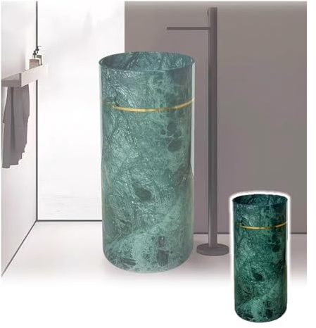 HJLKDYM Lavabo Pedestal Mármol Blanc-o Lavabo Pie Baño con Rebosadero Y Orificios Preperforados, Lavabo Pedestal Circular Baños(C)