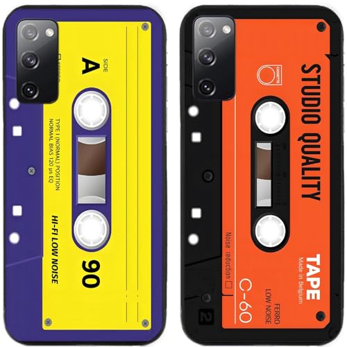 Lot de 2 coques pour Samsung Galaxy S20 FE / S20FE, bande audio vintage imprimée durable et dégradable en gel de silicone TPU