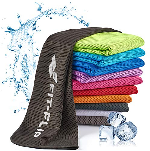 Fit-Flip Kühlendes Handtuch - Ice Cooling Towel und mikrofaser Kühltuch – kühlende Handtücher für Nacken und Hals - Airflip cool Towel für Fitness und Sport - Kühlhandtuch (schwarz, 120x35cm)