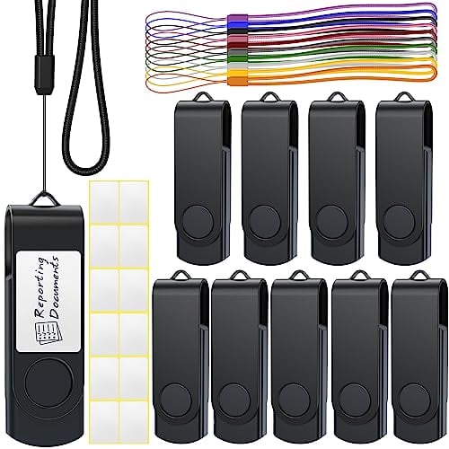 10 Pezzi 4 GB Chiavetta USB 2.0 Girevole Pennetta USB Nero 4GB Memoria Flash Drive Metallo Chiave Penna USB Archiviazione Dati per Computer Tablet e PC