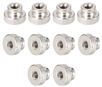 sourcing map Knurled Thumb Nuts, 10Pcs M4x0.7mm Iron Round Knobs Fasteners for 3D Printer Parts, Silver Tone