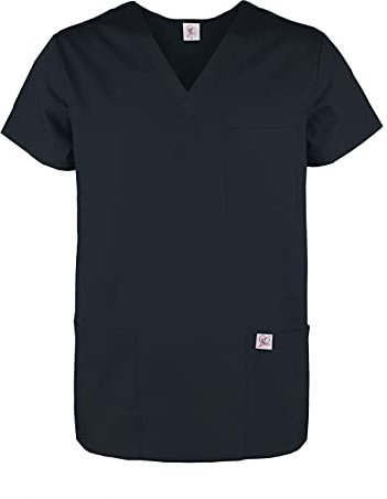 JONATHAN UNIFORM Herren Kasack Pflege Schlupfkasack 3 Taschen, Medizinische Berufsbekleidung V-Ausschnitt Arzt Kostüm für Zahnarzt Tierarzt Altenpflege OP (Schwarz, XL)