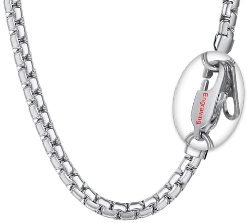 PROSTEEL Chain Man Long 76cm Jewelry Necklace Venetian Stainless Steel Box Chain Necklace 6mm for Men Jewelry Rapper Style Accessory for Pendant (Silver)