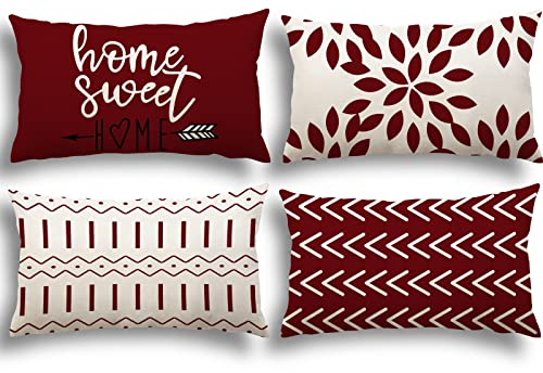 YCOLL Kissenbezug 4er Set Kissenbezüge leinen Kissenhülle Dekokissen für Sofa Gartenbett Couch Kissen 30x50cm