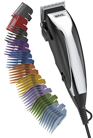 Wahl Home Haircutting Corded Clipper Kit with Adjustable Taper Lever, and 10 Color Coded Guards for Easy Clipping & Trimming - Model 79722