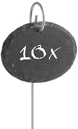 Hoberg Etichette per piante in ardesia - Set di 10 | Resistenti alle intemperie, riutilizzabili | Etichettatura di piante & erbe | Con punte in acciaio per il terreno | 9 x 7 x 0,5 cm [Ovale]