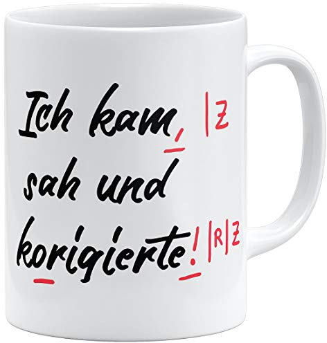 OM3® lustige Lehrer Tasse mit Spruch Lehrergeschenk | Keramik Becher | 11oz 325ml | Beidseitig Bedruckt | Weiss