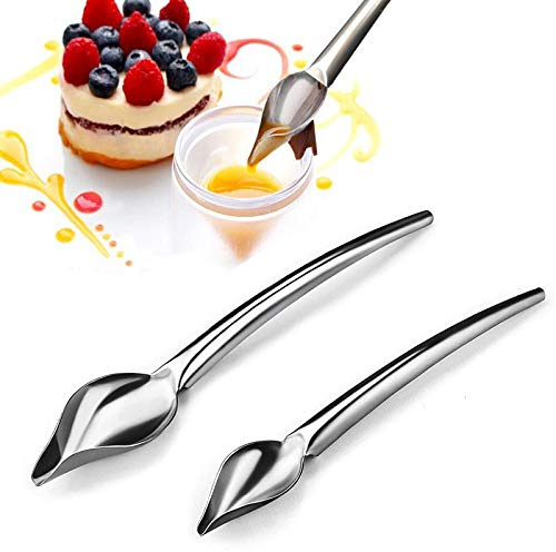FansQ 2-teiliges Set aus bleistiftförmigem dekorativem Filterlöffel aus Edelstahl, dekoratives Löffelset zum Dekorieren von Tellern DIY-Kuchen Schokoladengebäckdekoration, Präzisionskoch Kochlöffel