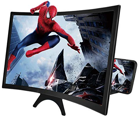 Newseego 14 Handy-Bildschirmlupe,3D HD Bildschirmlupe mit Gekrümmter Oberfläche Design Filme Videos Verstärker Faltbarer Handyhalter - Bildschirmverstärker für alle Smartphones -Schwarz