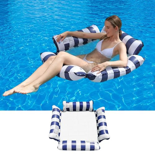 Wasserhängematte mit Netz – Dicke PVC Version, 100kg Tragkraft, 4-in-1 Hängematte Pool für Meer & Pool, inkl. Handpumpe